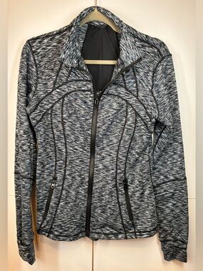 Lululemon Define Jacket Womens Large (12) Space Dye Black White Zip Athletic